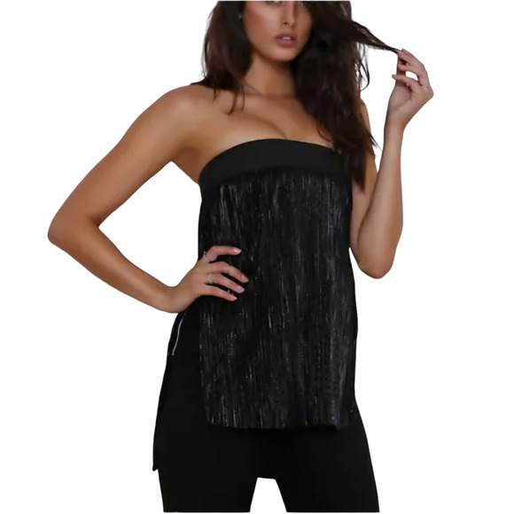 Runaway the Label black Bounce side split strapless top size M - Picture 10 of 13